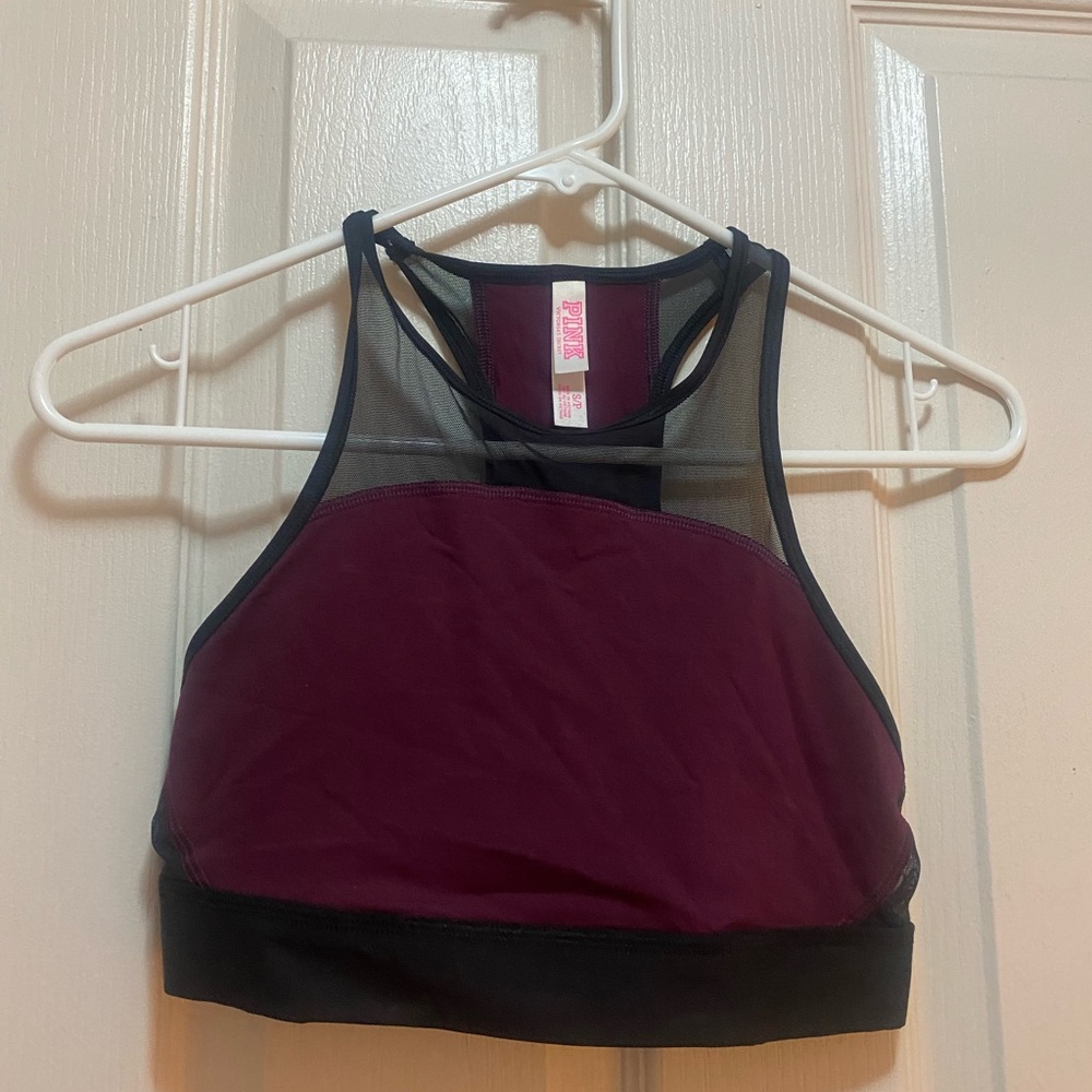 Victoria’s Secret PINK sports bra purple and black